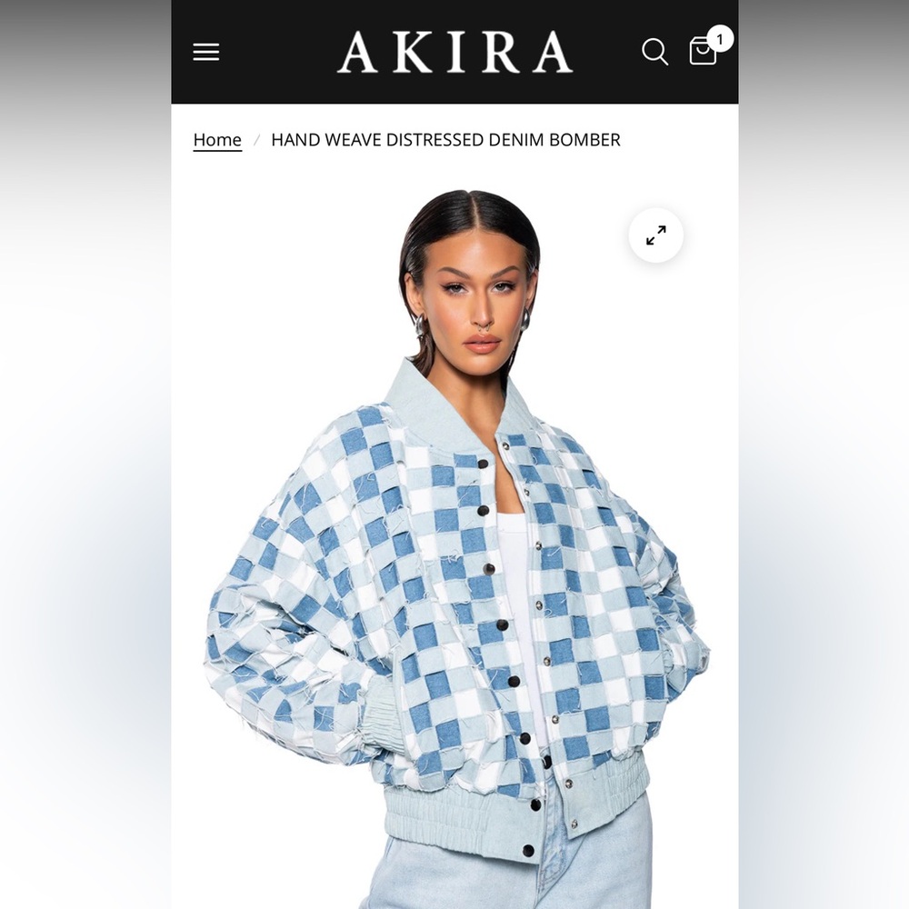 AKIRA Denim Patchwork Bomber Jacket - Sold Out Online
